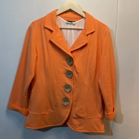 TALIE-Light Orange Flared Spring Jacket Wooden Buttons-M-#0059 - Picture 5 of 11
